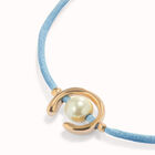 Blue cord bracelet with a pearl